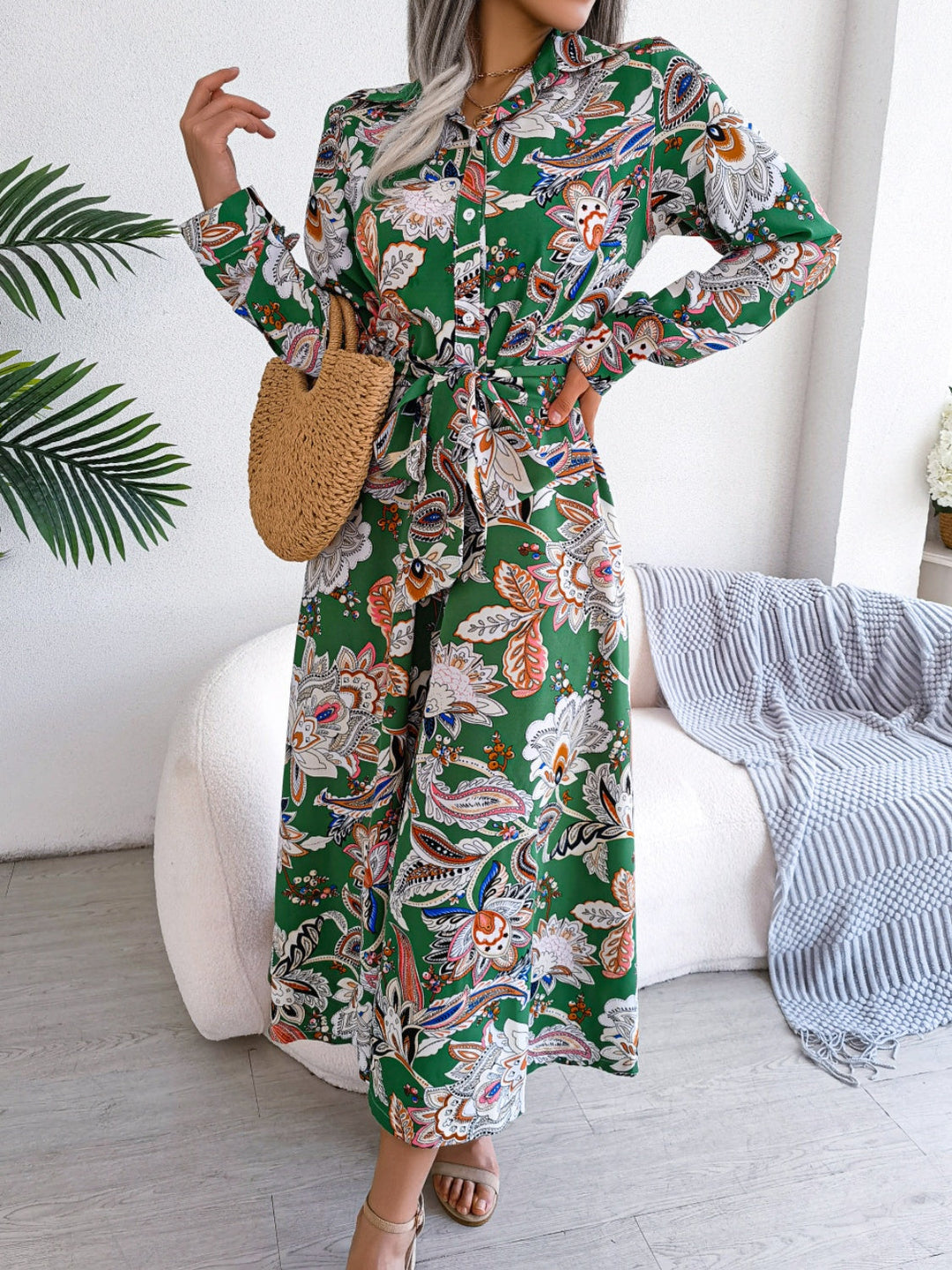 Floral Maxi Shirt Dress