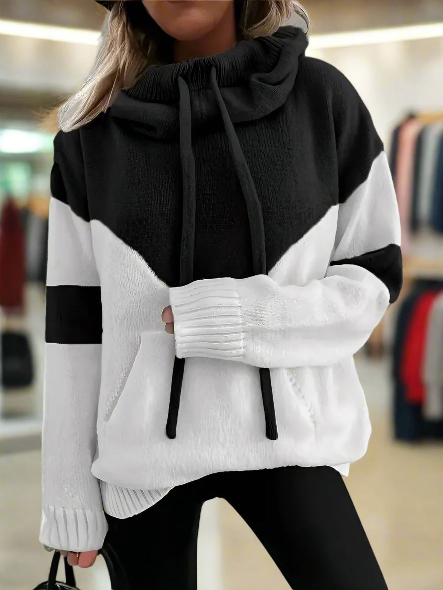 ColourBlock Cowl-Neck Hoodie