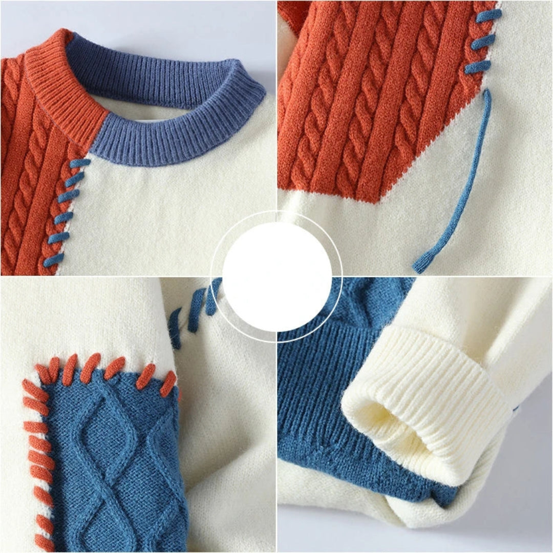 Patch Cable Knit Sweater