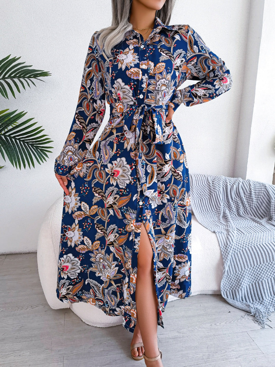 Floral Maxi Shirt Dress