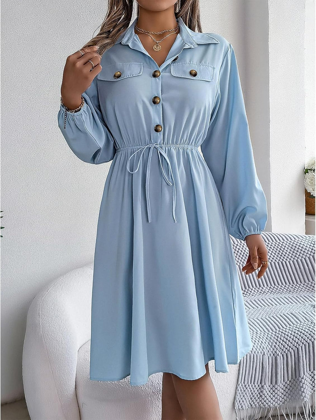 Buttoned Shirt Dress