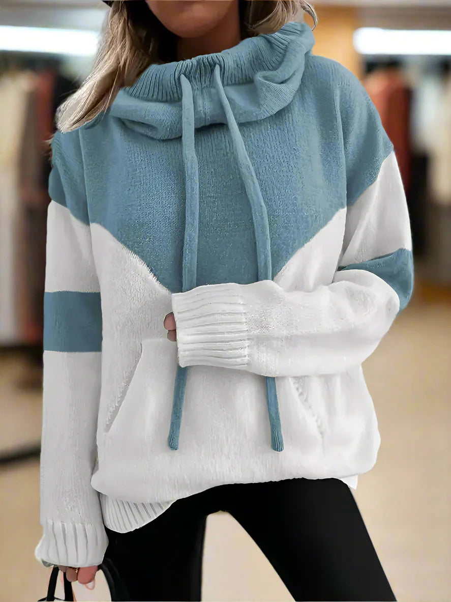 ColourBlock Cowl-Neck Hoodie