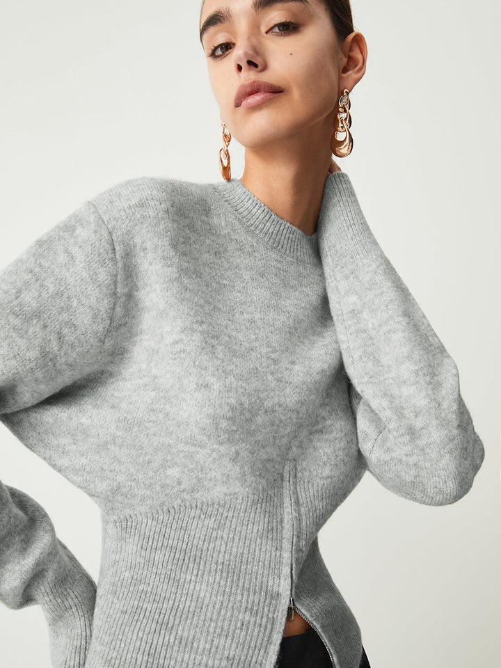 Fitted Ribbed Zip Sweater