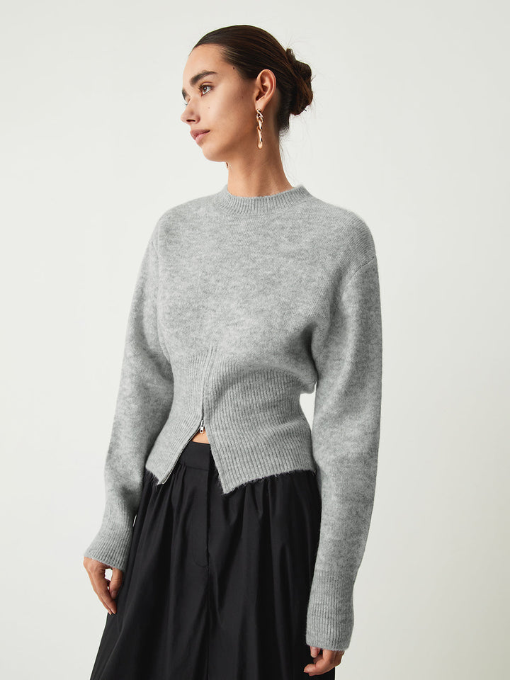 Fitted Ribbed Zip Sweater