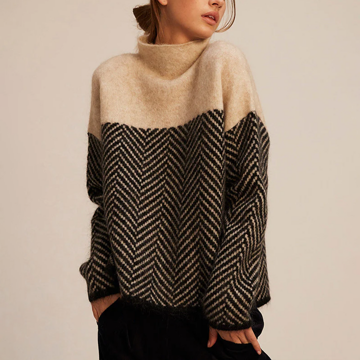 Bold Patterned High-Neck Knit