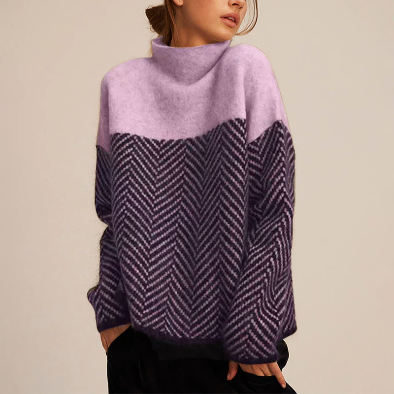 Bold Patterned High-Neck Knit