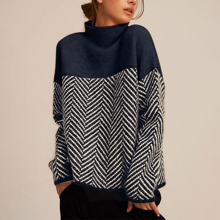 Bold Patterned High-Neck Knit