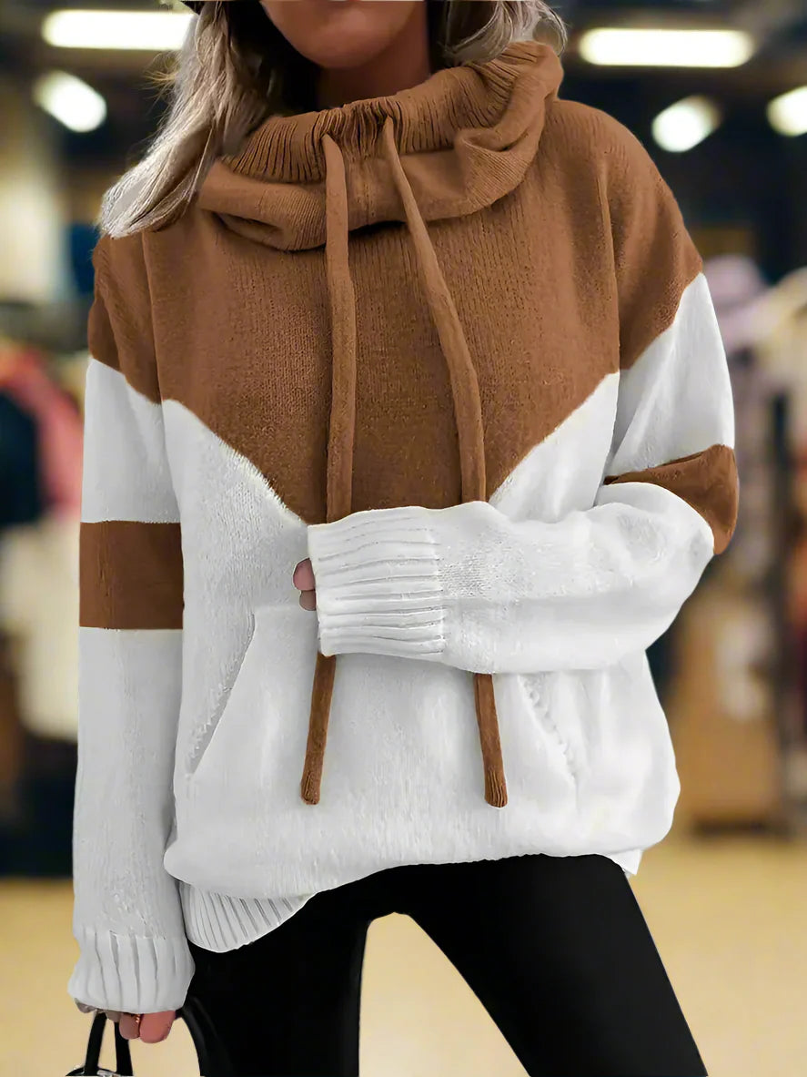 ColourBlock Cowl-Neck Hoodie